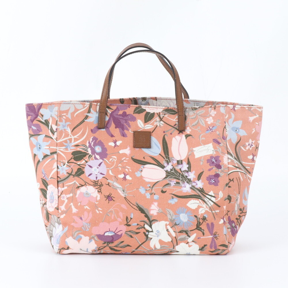 Gucci Flora 284721 Leather Tote Bag, Handbag, Shoulder Floral Pattern, Women's